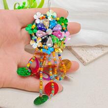 手工制作的波西米亚风格闪光夸张时尚吊坠耳环，适合女性在海滩度假或派对上佩戴 - 彩色的 - 查看 7