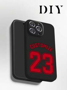 1 pieza Funda de teléfono personalizable con nombre y números en TPU negro que cubre toda la lente, compatible con Apple/Redmi/OPPO, adecuado para amigos, familia, bebés, mascotas, dibujos animados, paisajes, playa, natación, flores, moda