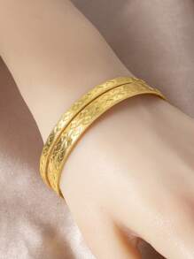 3 件菱形雕花图案手链，适合 3-8 岁儿童的礼物 - 金色 - 查看 3