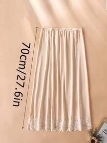 3 Pieces/2 Pieces/1 Piece, Multi Specification, Multi-Color, Solid Color, Spring And Summer Styles, Anti Transparency And Anti Light Medium Long Skirt, Inner Lining Skirt, Lace Bottom, Anti-Static Skirt, Elastic Waistband Suitable For Slightly Overweight Girls, Suitable For Daily Wear Summer, School Fall, Autumn, Halloween