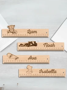 1 Piece 30cm/8in Customizable Name Wooden Cartoon Ruler, Personalized Kids Ruler, Wooden Ruler With Fun Cartoon Design, Gift For Students, Back To School, Birthday Party Favors, Classroom Supplies, School Supplies, For Teacher Gifts, For University, For Colleague, For Dorm Rooms, For Teacher, For Boys And Girls, For Teenagers, Junior High School Students, Middle School Students, Freshman, Sophomore, Underclassmen, Multi-Functional, Ornamental, For Business/Work/Office, For School