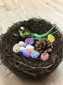 100 piezas de huevos de Pascua, huevos moteados de Pascua, huevos miniatura de colores realistas para decorar coronas, decoración de Pascua, decoración del hogar, decoración de fiestas, huevos falsos, decoración de paisaje en miniatura