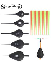 SOUGAYILANG 5pcs EVA Fishing Floats Set - Luminous, High Visibility For Night & Day Fishing, Includes 3 Color Tubes, Ideal For Freshwater & Saltwater - Black - View 3