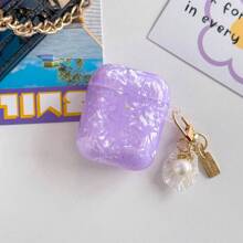 1-Pack AirPodsCase, Premium TPU Material, Purple & Blue Glitter Finish With Shell Element, Crystal Pearl Charm, Shockproof, Protective, Dustproof, Fashionable, Ideal For Teens & Young Adults, Everyday Use & Gift - Multicolor - View 17