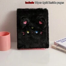 1本A5卡通蝴蝶毛绒相册，磁扣，全封面，内含10页内页，女孩追逐卡片活页相册，精美笔记本收纳盒，返校季文具