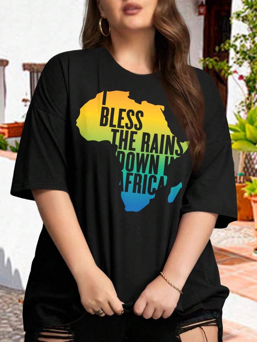 I Bless The Rains Women's Oversize Oversize Women T-Shirt (Toto Africa Kilimanjaro) - Black - View 1