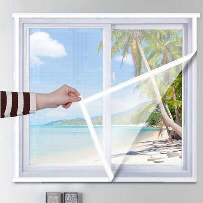 Zanzariera adesiva fai-da-te per finestra, in materiale PP anti-zanzare, tenda per la casa, removibile e lavabile, adatta agli animali domestici senza bisogno di foratura