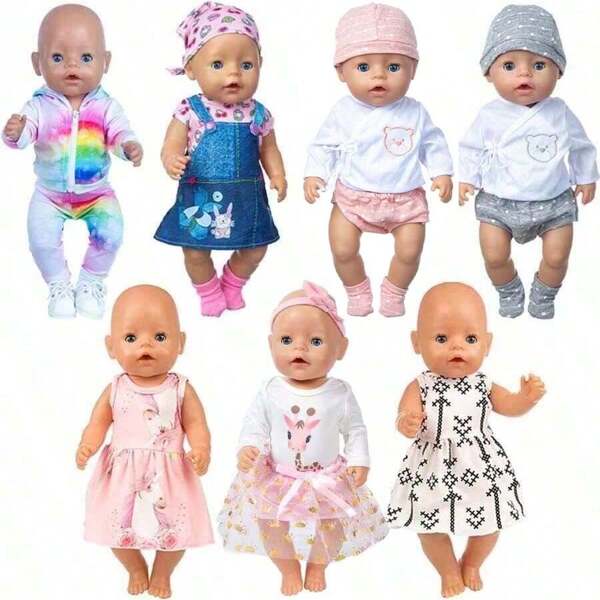 16-Inch DIY Cute Doll Clothes Dress For 43cm Children Doll, Summer Outfit, Doll Accessories (Doll Not Included)