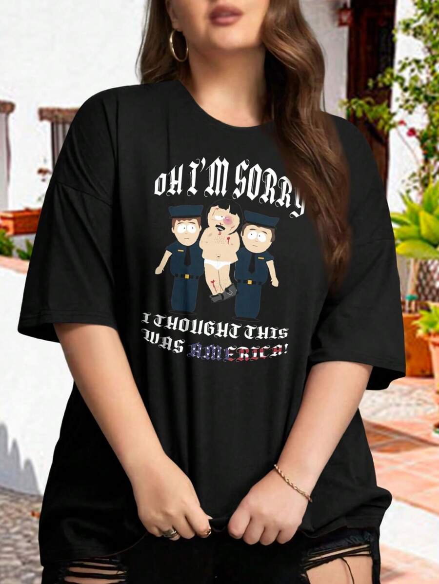 South Park Randy Marsh 'I Thought This Was America' Oversize Women T-Shirt - Butters Cartman Kenny Kyle - 黑色 - 查看 1