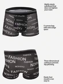 8pcs/Pack Men's Random Black & White Print Breathable Mid-Rise Boxer Briefs, Versatile & - Black and White - View 3