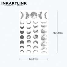 INKARTLINK Temporary Tattoos,2 Sheets Medium Semi Permanent Tattoo,Adult Art Design Temporary Tattoos, Lasts 1-9 Weeks, Waterproof, Realistic Look, No Adhesive, No Reflection (Moon Change) - Blue - View 4