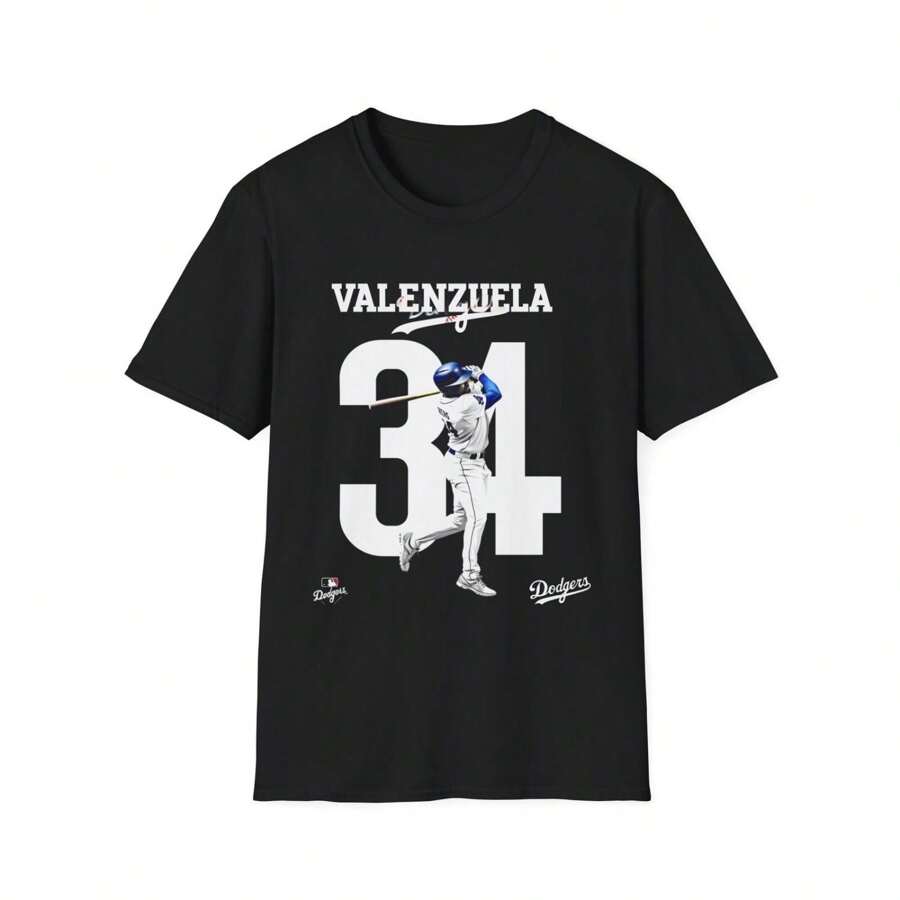 Fernando Valenzuela Dodgers T-Shirt, LA Baseball Fan Gift, Vintage Tee, - 黑色 - 查看 1