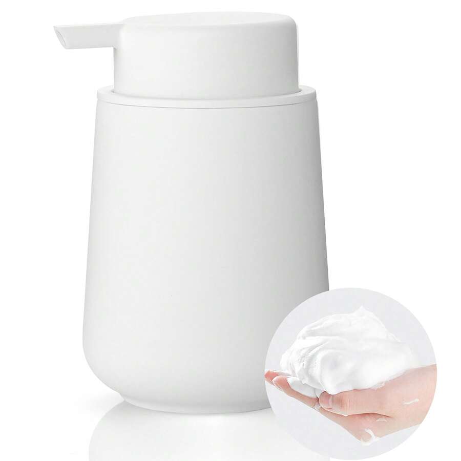 Dispensador de jabón de mano de espuma blanca mate de 11 onzas - Estilo minimalista moderno, adecuado para encimeras de baño y cocina, decoración de baño para el hogar recargable, decoración de otoño, regreso a la escuela
