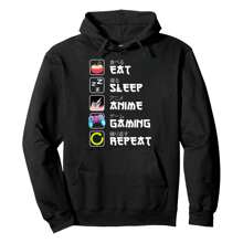 Eat Sleep Anime Gaming Repeat Anime Gifts Men Boys Anime Pullover Hoodie ,Men's Hooded Sweatshirt, Lightweight And Ultra - Comfortable, A Must - Have For Daily Strolls, Travel And Outdoor! - 黑色 - 查看 1