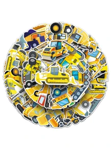 50 张建筑车辆涂鸦贴纸、个性化创意建筑车辆美学贴纸、乙烯基防水贴纸、装饰笔记本、手提箱、电脑、手机壳、日记本、水瓶、剪贴簿、适合学生、男孩和女孩的有趣贴纸礼物 - 彩色 - 查看 3