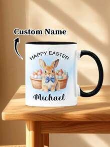 1 szt. 11 oz. spersonalizowane kubki wielkanocne, kubki do kawy ze spersonalizowanymi imionami i królikiem - spersonalizowane kubki. Mogą być używane jako prezenty, wyjątkowe prezenty dla członków rodziny