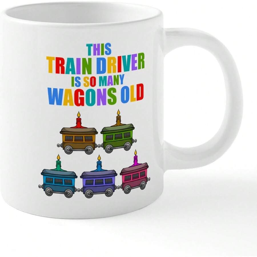 CafePress Train Birthday 5 Kids Train Steam Locomotive Mugs   Ceramic Coffee Mega Mug11oz Ceramic Coffee Mug - Valentine's Day, Birthday,Woman's Day Gift, Easter Day Gift Idea For Dad Mom Friends Girlfriend Boyfriend - default - View 1
