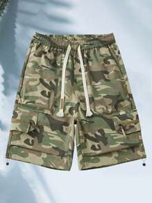 Camouflage Cargo Shorts Men, Lightweight Summer Casual Bermuda Shorts, Sports Shorts - Khaki - View 3