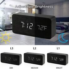 Wooden Digital Alarm Clock, LED Alarm Clock With Temperature Desk Clocks For Office,Bedside Clock