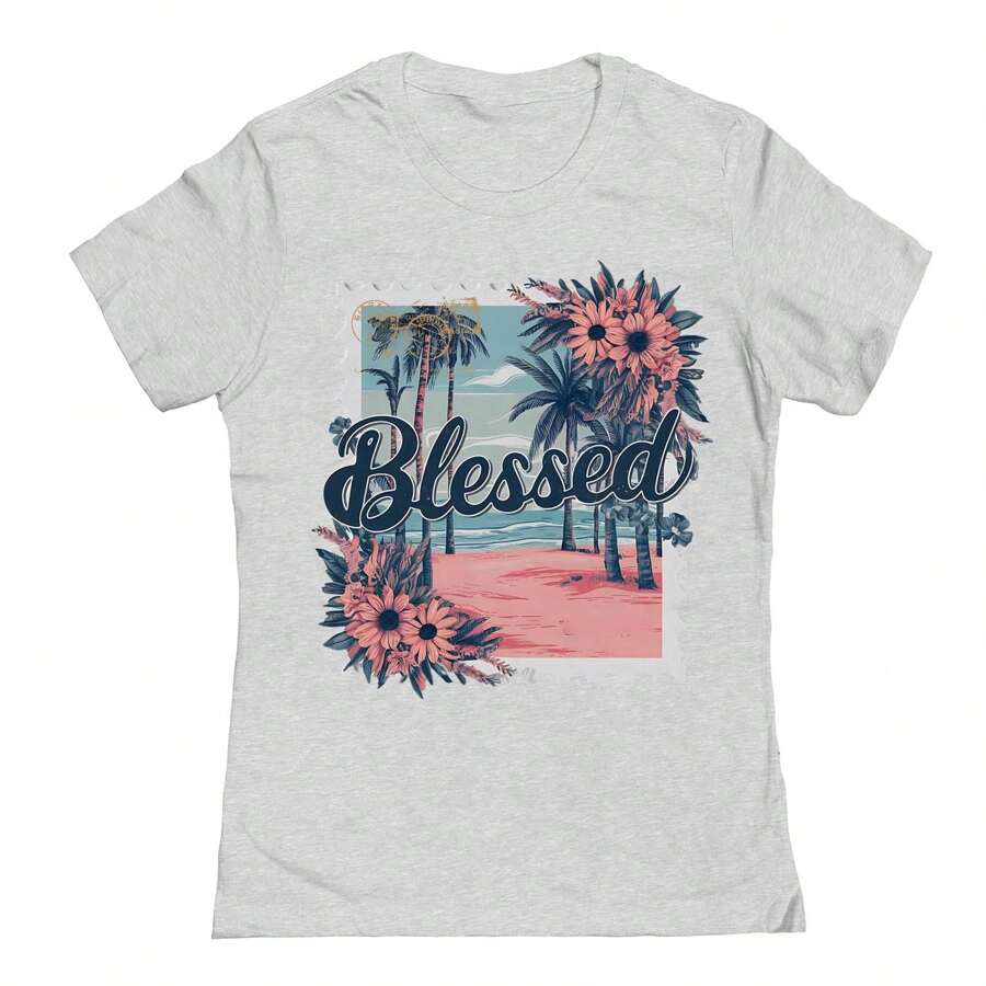 Beach Bld Graphic Cotton Ladies Fitted T-Shirt - Xám - Xem 1