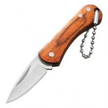 Kolorowy drewniany mini scyzoryk ze stali nierdzewnej składany nóż do owoców przenośny ekspresowy otwieracz do pudełek Outdoor brelok składany nóż, mały, ale nie za delikatny, aby stać się nożem na dłoni; kempingowa przygoda