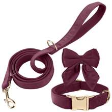 3pcs/Set New INS Style Velvet Swan Collar & Leash Set, Adjustable Collar With Bow Tie, Suitable For Medium & Large Female Dogs - Multicolor - View 13
