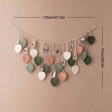 1 pièce Macramé Suspension Murale, Nouveau Style Bohème Décoration Murale Tapisserie, Art Mural de Feuilles en Fibres à Franges Tissées à la Main pour Salon, Chambre à Coucher, Tête de Lit - Multicolore - Voir 14
