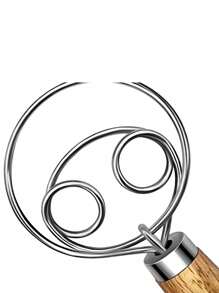 1PC Customized Engraved Personalized Solid Wood + Stainless Steel Whisk, Egg Beater, 33x7.5cm, Non-Slip Hand Protection, Multi-Functional, High Efficiency