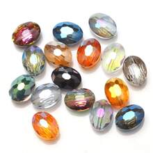 30 Peças/Pacote 9*12mm Oval 12mm Contas de Vidro de Trevo de Quatro Folhas, Contas Soltas Eletrorrevestidas para Acessórios de Joias DIY, Chaveiros, Encantos de Celular