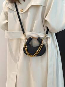 DareSee Bolso de mano minimalista de moda, bolso casual de unicolor y elegante para mujeres, nuevo regalo de llegada para el festival de música, el festival Y2K, el regreso a la escuela, otoño e invierno - Negro - Ver 4