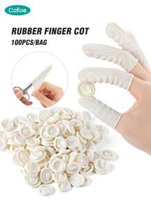 Cofoe 100pcs Disposable Finger Cover Rubber Gloves, High Elasticity Non-Slip Latex Finger Cots, Fingertips Protector Gloves Protective Finger Cover For Emergency Kit Bag