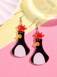 1 Pair Cute Cartoon Chef Design Acrylic Pendant Earrings, Unique Creative Fashion Jewelry For Women
