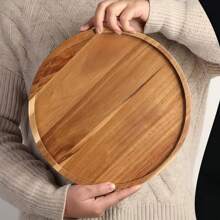Bandeja de madera de acacia, tabla de cortar redonda para charcutería, plato de aperitivos, fuente para quesos, apta para alimentos, ensaladas, aperitivos, galletas, filetes, pasteles, hamburguesas, decoración de mesa de cocina