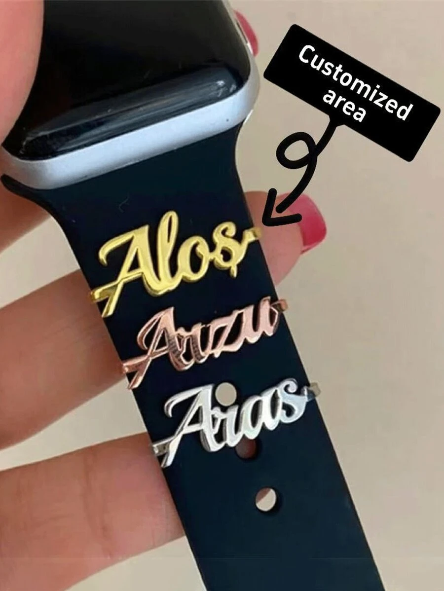 1 pieza Banda de reloj personalizada con nombre, accesorio de muñeca personalizado de moda unisex, adecuado para uso diario y como regalo de vacaciones