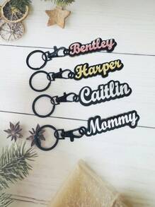 1 chaveiro de acrílico personalizado faça você mesmo, chaveiro personalizado com nome em inglês de camada dupla, chaveiro de acrílico personalizado com nome, pingente de letra personalizado para bolsas, presente para mulheres - Chaveiro preto - Ver 2