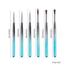 6 件金属指甲刷套装，包括圆头、平头和线刷，用于打造惊艳美甲的精密工具 - 淺藍色 - 查看 7