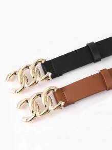 3 bucăți de damă clasic auriu cataramă piele PU culoare solidă decorare retro curea de blugi casual simplă