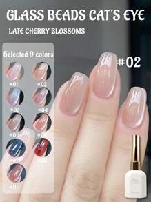 15ml Esmalte de Unha de Cristal de Olho de Gato Tipo Gel Bead de Vidro, Nova Luz Pequena Popular Quente, Cor de Outono e Inverno, Dedicado a Salões de Beleza