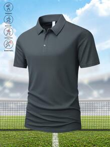 Conjunto de 3 Camisas Polo de Verão Esportivas Masculinas de Manga Curta, Camisetas Polo de Manga Curta Elásticas, Adequadas para Corrida, Exercícios e Jogar Tênis e Golfe, Camisetas de Manga Curta