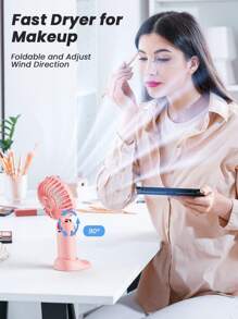 2025 New Handheld Small Fan USB Portable Digital Display SilentOffice DeskStudent On Dormitory Charging Outdoor Fan,1PC Portable Handheld Fan, Battery Operated Fan With LED Display, Handheld/Neck/Desk 3 In 1 Personal Small Fan, 90° Foldable Desk Fan With Base, 5 Speed Lash Fan Makeup Fan For Women