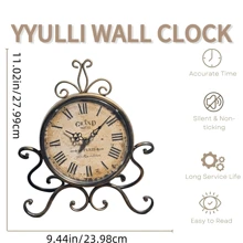 1pc Vintage Style Silent Decorative Wall Clock For Living Room & Bedroom, Battery Operated Rustic Fireplace Clock With Roman Numerals Gifts Birthday Graduation