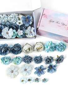 20pcs Fake Flower Head Set Plus Box Artificial Rose Daisy Flower Head For DIY Garland Flower Bouquet Wedding Crafts Bridal Party Shower Home Decoration Wedding Car Shoes Hat