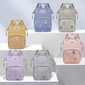 1 st tryckt blöjryggsäck, mammaväska med stor kapacitet, bärbar modeväska för gravid- och bebisreseväskor