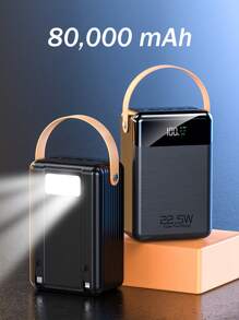 Batería externa portátil 80000mAh con carga rápida, pantalla LED digital, compatible con series iPhone y Android, carga rápida PD de 22.5W,Power Bank Batería Portátil Pila 22.5w Carga Rápida 80000mah - Blanco - Ver 6