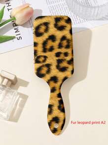 1 Pente Escova para Couro Cabeludo Massageador de Tamanho Grande com Estampa de Leopardo, Almofada de Ar Suave para Cabelos Cacheados, Dia dos Namorados