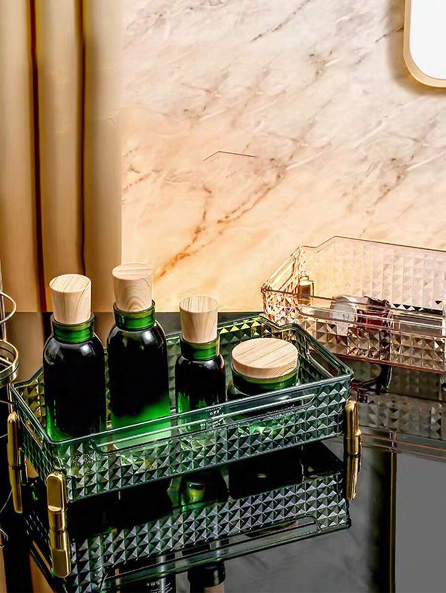 1pc Luxury Cosmetic Storage Box, High Aesthetic Bedroom/Bathroom Countertop Organizer, Facial Mask & Skincare Products Rack