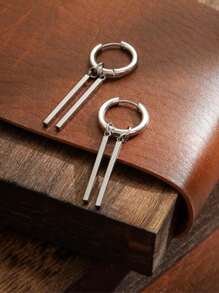 1 pieza, pendientes minimalistas de barras paralelas, aro pequeño y caída corta, para hombres y mujeres, niños y niñas, de acero inoxidable 316L, Charm, bisagra abrazadera, cartílago espiral, hipoalergénicos, moda, personalizado, punk, línea geométrica, barra colgante, regalos