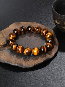 1 pieza Pulsera de ojo de tigre azul real de calidad 5A+ para hombre, 6/8 mm, con cuentas de piedra de ojo de tigre rayo rojo, pulseras de curación de energía natural de piedra para mujeres, joyería