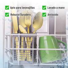 Juego De Cubiertos Para 6 Personas,Cubiertos Acero Inoxidable De 30 Piezas Incluye Cuchillos,Tenedores,Cucharas Espejo Pulido,Juego De Cubierto Para Cocina,Restaurante,Hotel,Apto Para El Lavavajillas (oro) - Dorado - Ver 10