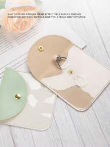 Transparent Single-Sided PU Leather Jewelry Bag For Rings, Pendants, Necklaces, Earrings Storage, Dust Proof Jewelry Pouch Gifts Women Girls